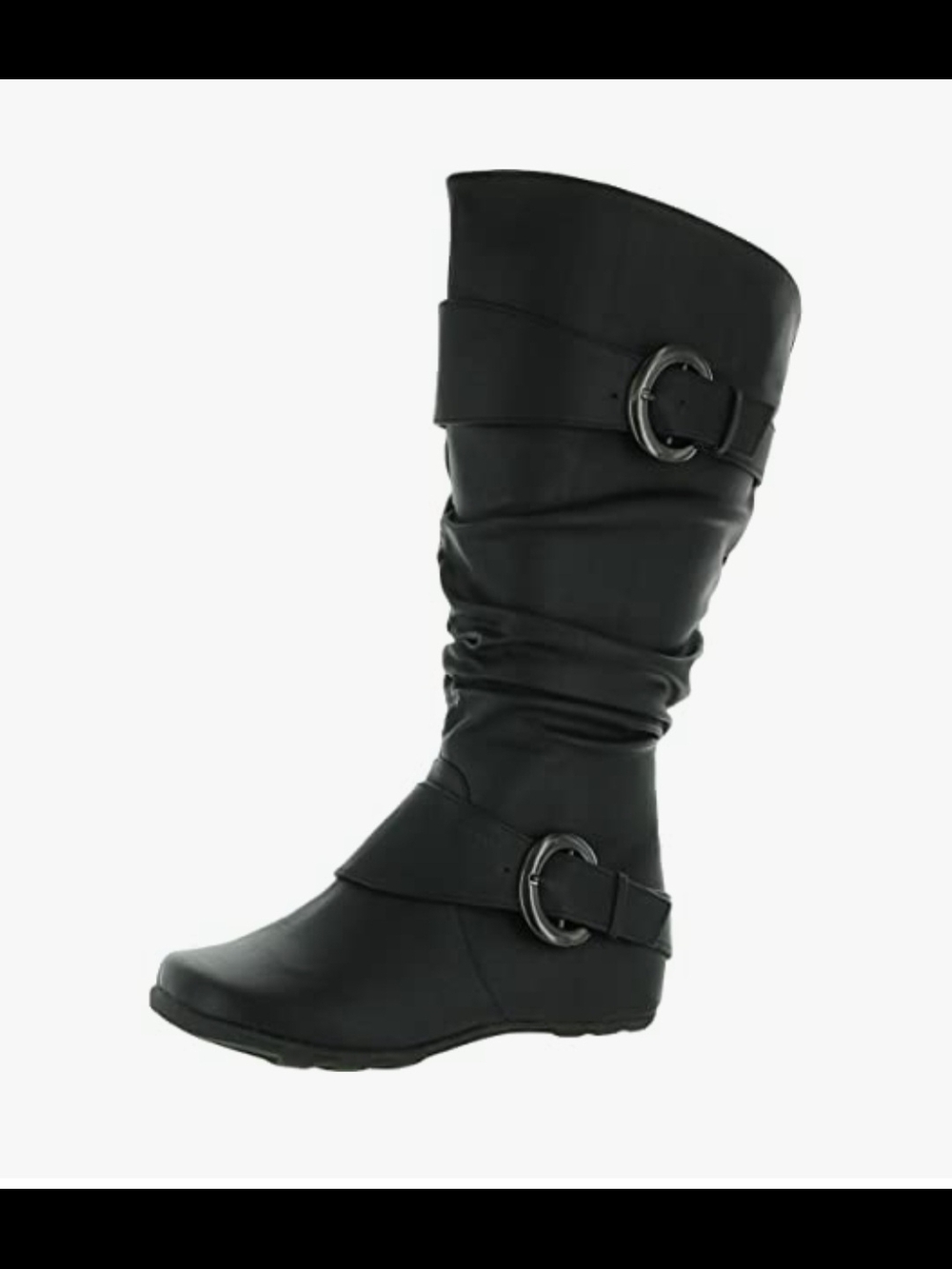 Women’s Black Mid-Calf Slouch Boot with Buckle Accents